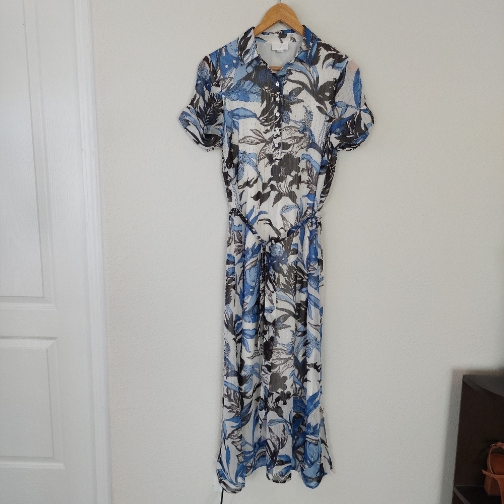J.Jill Christian Siriano Belted Floral Lined Maxi Dress Size‎ XS